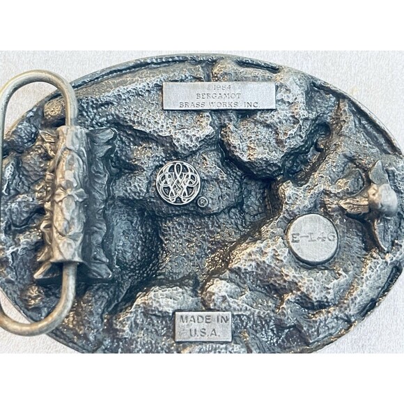 Vintage 1984 Bergamot Brass Works Buck Deer 3D Belt Buckle USA Made - Picture 4 of 6